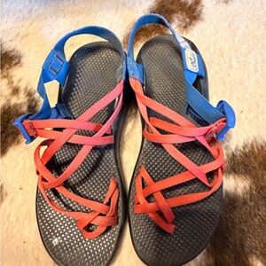 Chaco Blue and Red Strappy Sandals